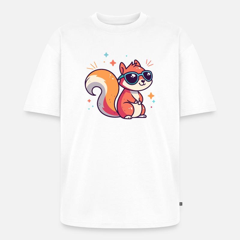 Schicke Eichhörnchen-Sonnenbrille - Unisex Premium Oversized Bio T-Shirt - Weiß