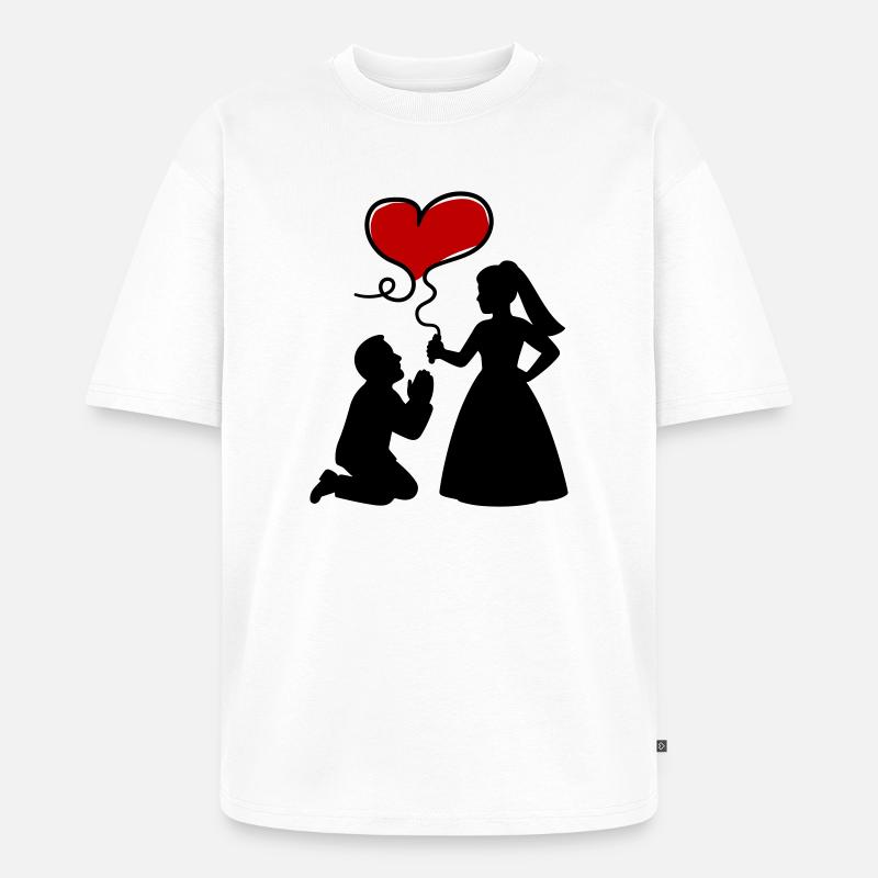 Brautpaar Ehepaar Hochzeit - Unisex Premium Oversized Bio T-Shirt - Weiß