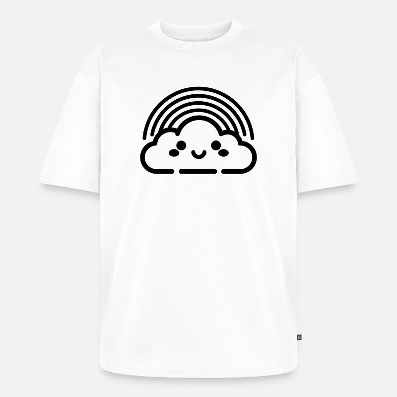 Regenbogen - Unisex Premium Oversized Bio T-Shirt - Weiß