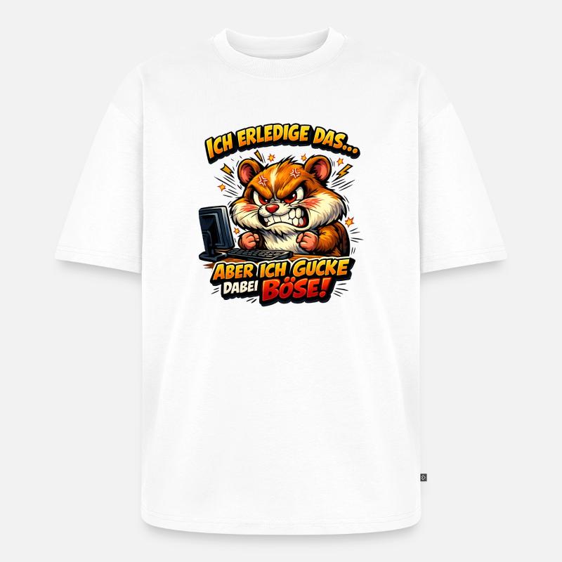 Ich mach das Hamster - Unisex Premium Oversized Bio T-Shirt - Weiß