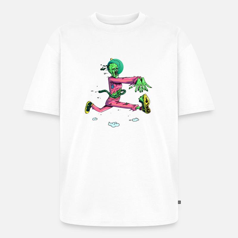 Zombie Runner Neon Pop - Unisex Premium Oversized Bio T-Shirt - Weiß