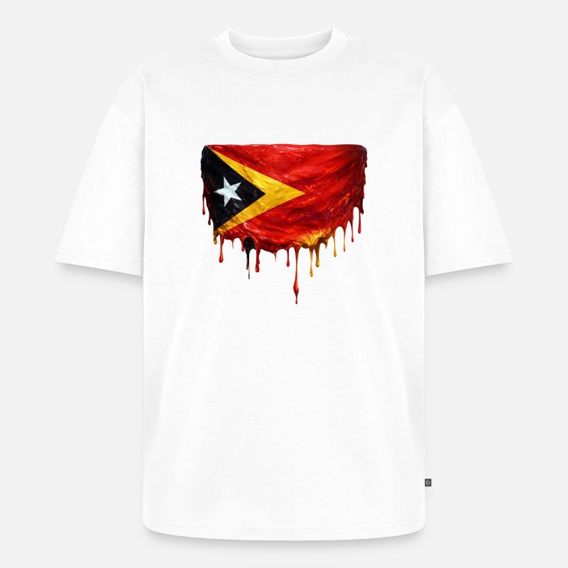 Drapeau de largage du TimorLeste - T-shirt Premium bio oversize Unisexe - blanc