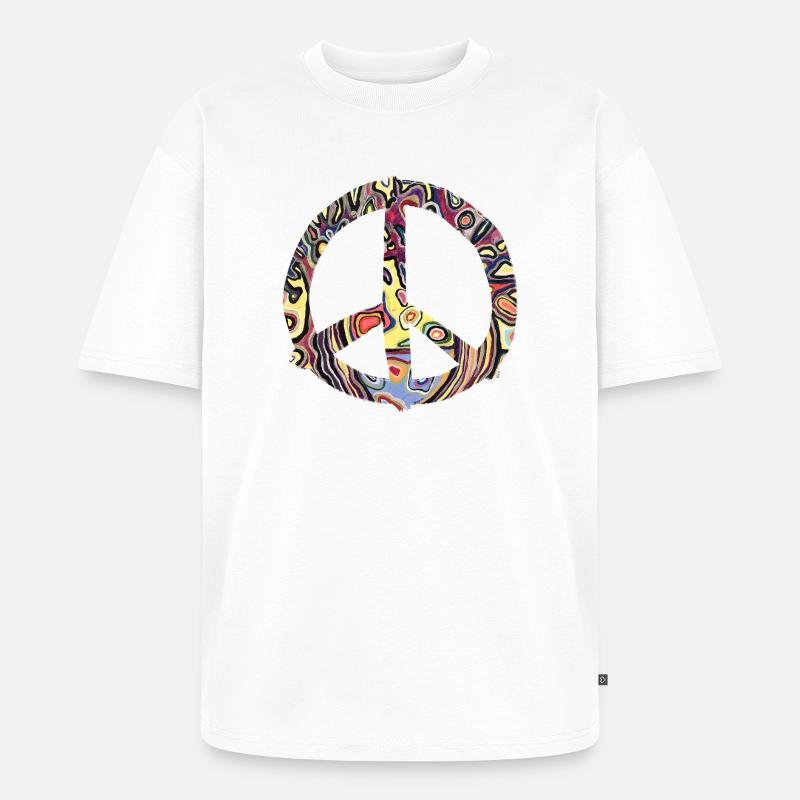 Buntes Friedenszeichen Muster - Unisex Premium Oversized Bio T-Shirt - Weiß