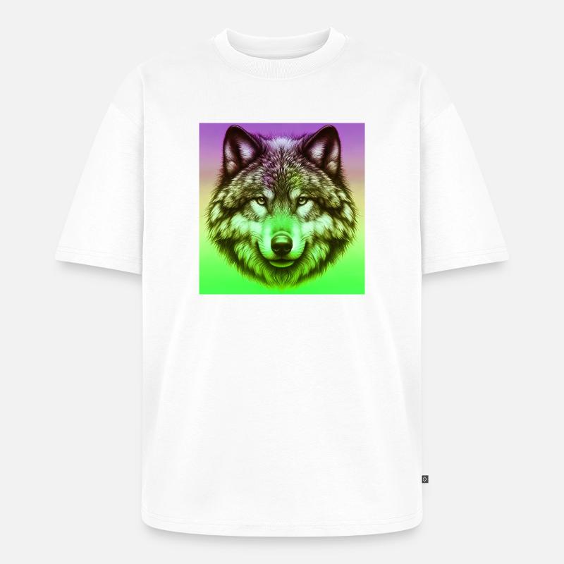 Wolf - Unisex Premium Oversized Bio T-Shirt - Weiß