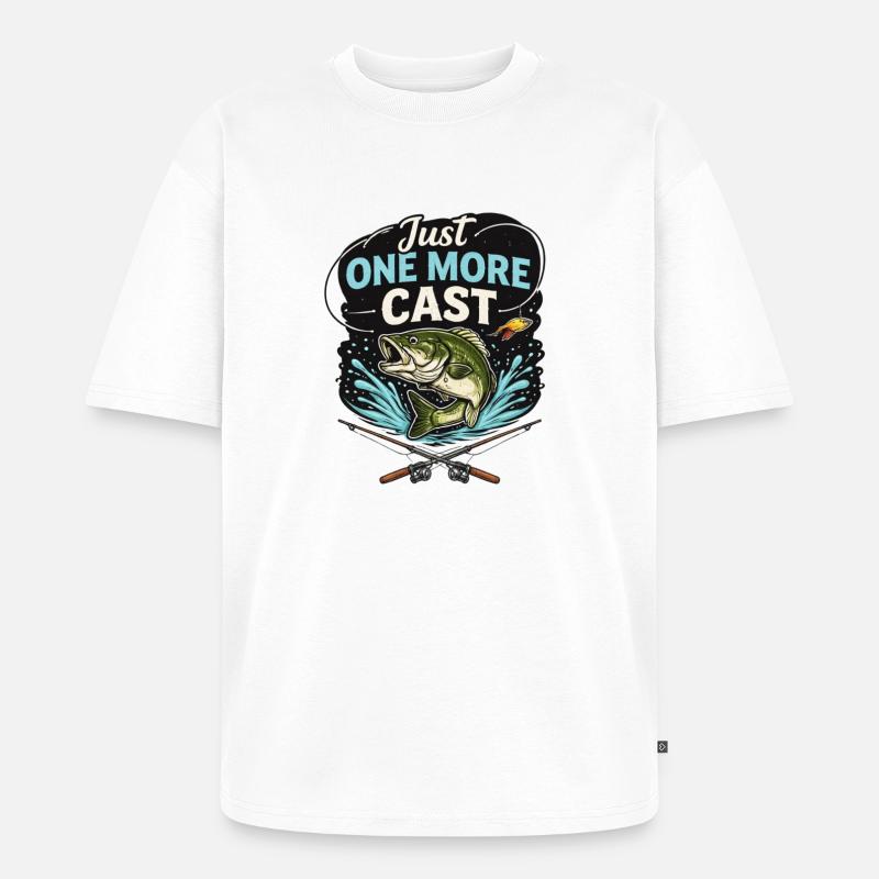 Noch Einen Wurf lustiger Angler Spruch - Unisex Premium Oversized Bio T-Shirt - Weiß