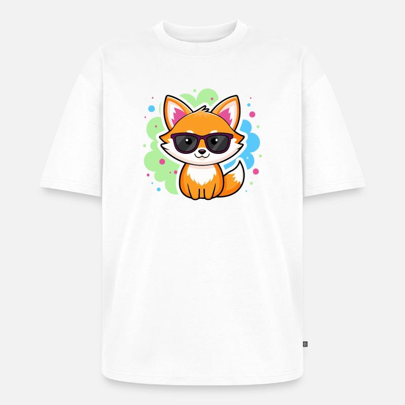 Fuchs-Pop-Brille - Unisex Premium Oversized Bio T-Shirt - Weiß