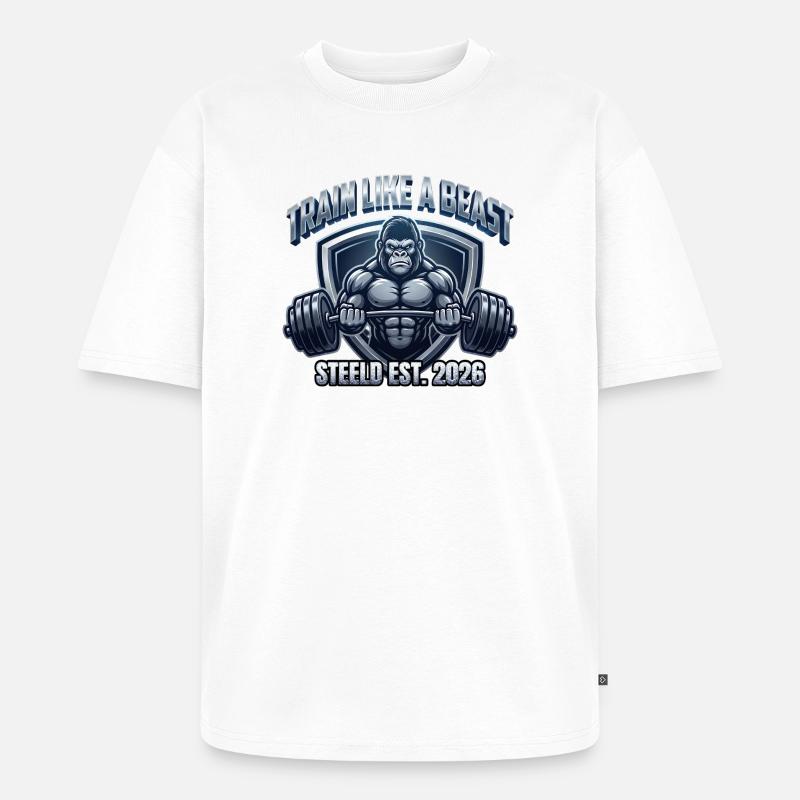 STEELD-Beast Krafttraining - Unisex Premium Oversized Bio T-Shirt - Weiß