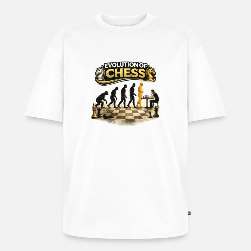 Évolution des échecs - T-shirt Premium bio oversize Unisexe - blanc