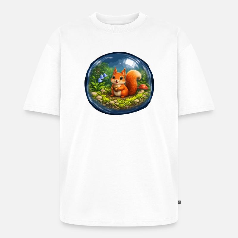 Märchenhörnchen in Glaskugel - Unisex Premium Oversized Bio T-Shirt - Weiß