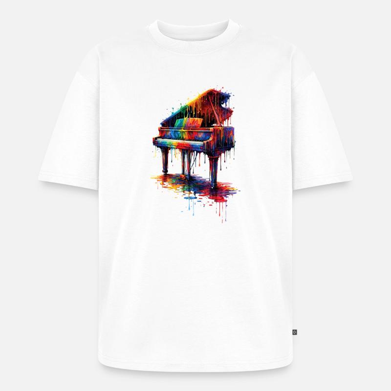Klavier mit tropfender Farbe - Unisex Premium Oversized Bio T-Shirt - Weiß