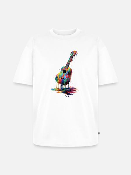 Ukulele med dryppende maling - Unisex Premium oversized økologisk T-shirt - hvid