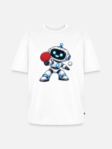 Robot Table Tennis - Unisex Premium Oversized Organic T-Shirt - white