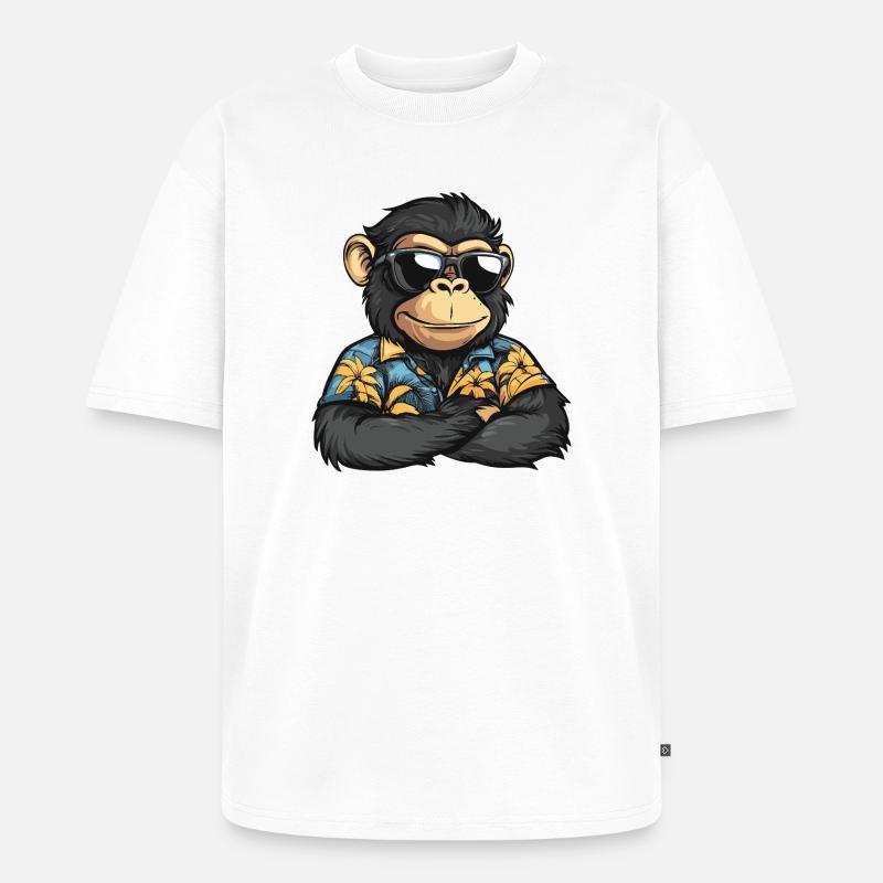 Affe Comic Urlaub - Unisex Premium Oversized Bio T-Shirt - Weiß