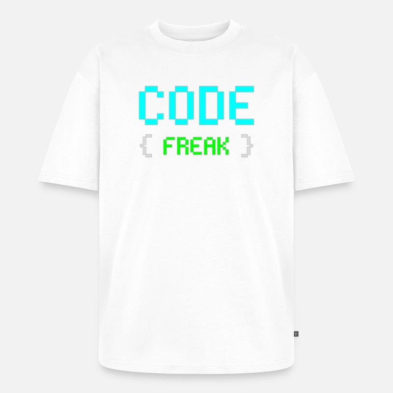 Pixel Code Freak Neon Tee - Unisex Premium Oversized Organic T-Shirt - white