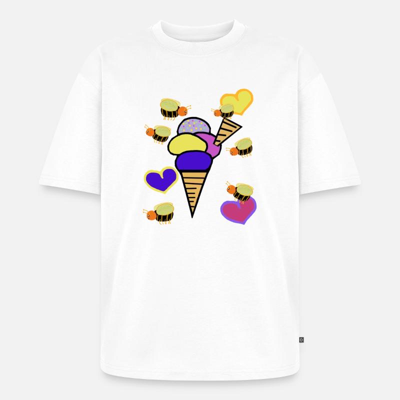 Retro Eis Eiskrem Eiscreme Bienen - Unisex Premium Oversized Organic T-Shirt - white
