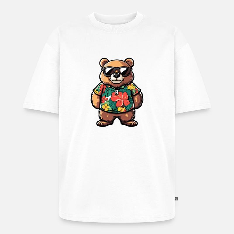 Bär Comic Urlaub - Unisex Premium Oversized Bio T-Shirt - Weiß
