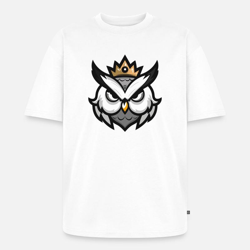 Eule Kopf Krone - Unisex Premium Oversized Bio T-Shirt - Weiß