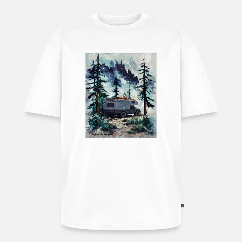 Erkunde den Unknown Forest Camper - Unisex Premium Oversized Bio T-Shirt - Weiß