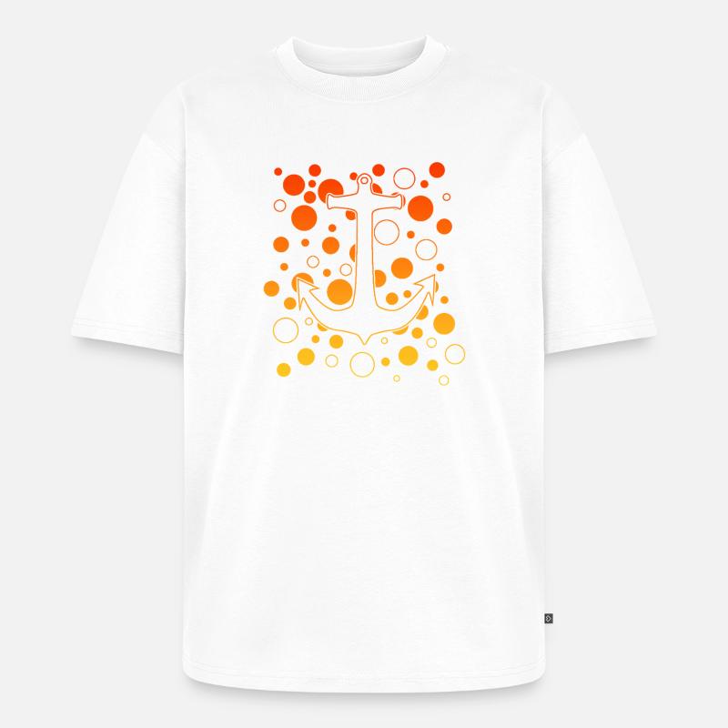Leuchtender Anker mit Bubbles - Unisex Premium Oversized Bio T-Shirt - Weiß
