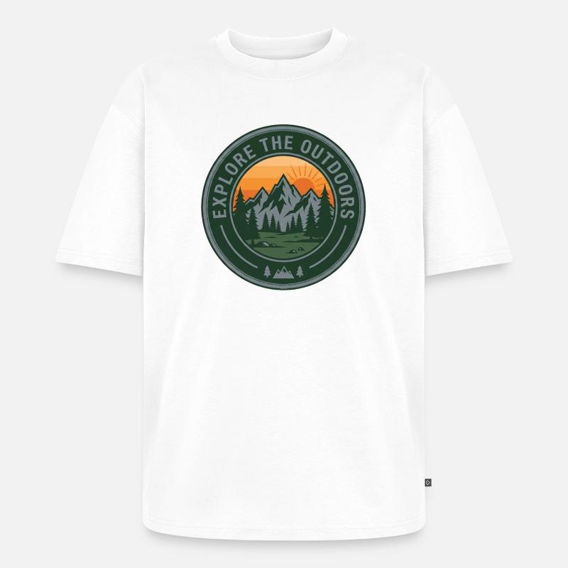 Explore Outdoors Berge - Unisex Premium Oversized Bio T-Shirt - Weiß