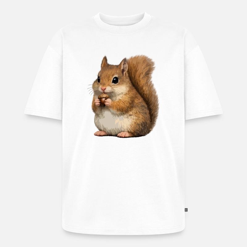Eichhörnchen mit Eichel - Unisex Premium Oversized Bio T-Shirt - Weiß