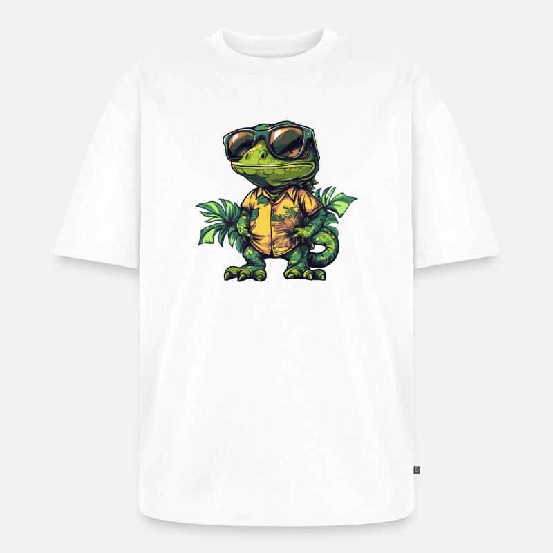 Chameleon Comic Urlaub - Unisex Premium Oversized Bio T-Shirt - Weiß