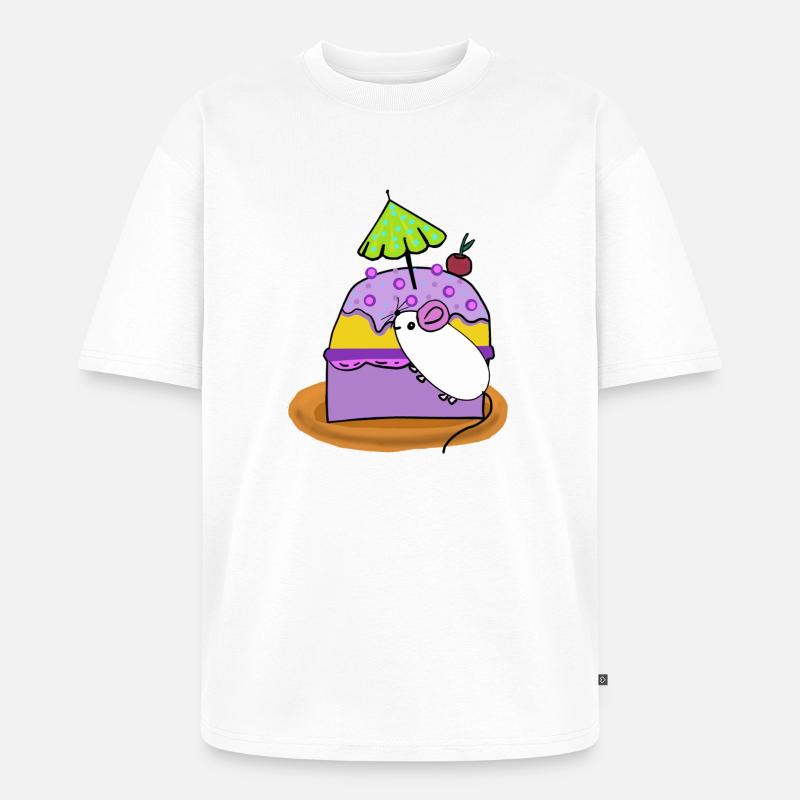 Kuchen Maus Muffin Mäuse - Unisex Premium Oversized Bio T-Shirt - Weiß