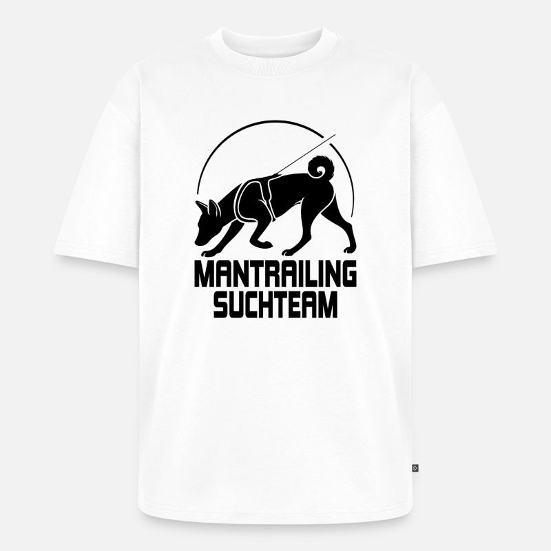 Basenji Mantrailing Suchteam Hunde Wilsigns - Unisex Premium Oversized Bio T-Shirt - Weiß