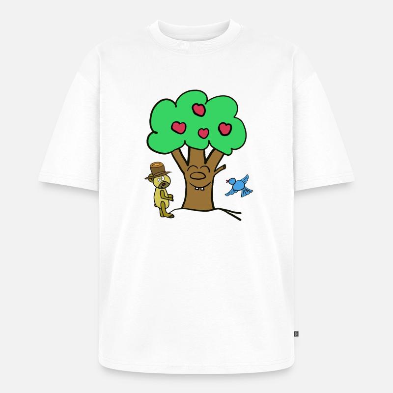 Apfelbaum Baum Teddybär Sommer Kind - Unisex Premium Oversized Bio T-Shirt - Weiß