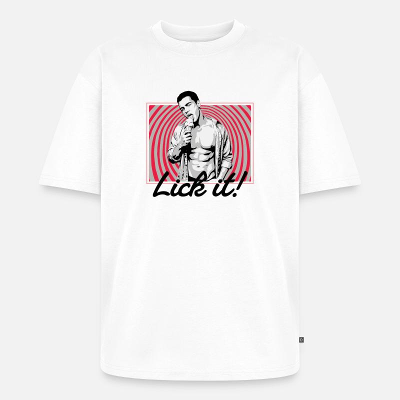 Retro Pop Art: Eiscreme Pose - Unisex Premium Oversized Bio T-Shirt - Weiß