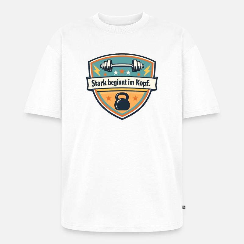 Kopfpower: Stark beginnt im Kopf - Unisex Premium Oversized Bio T-Shirt - Weiß