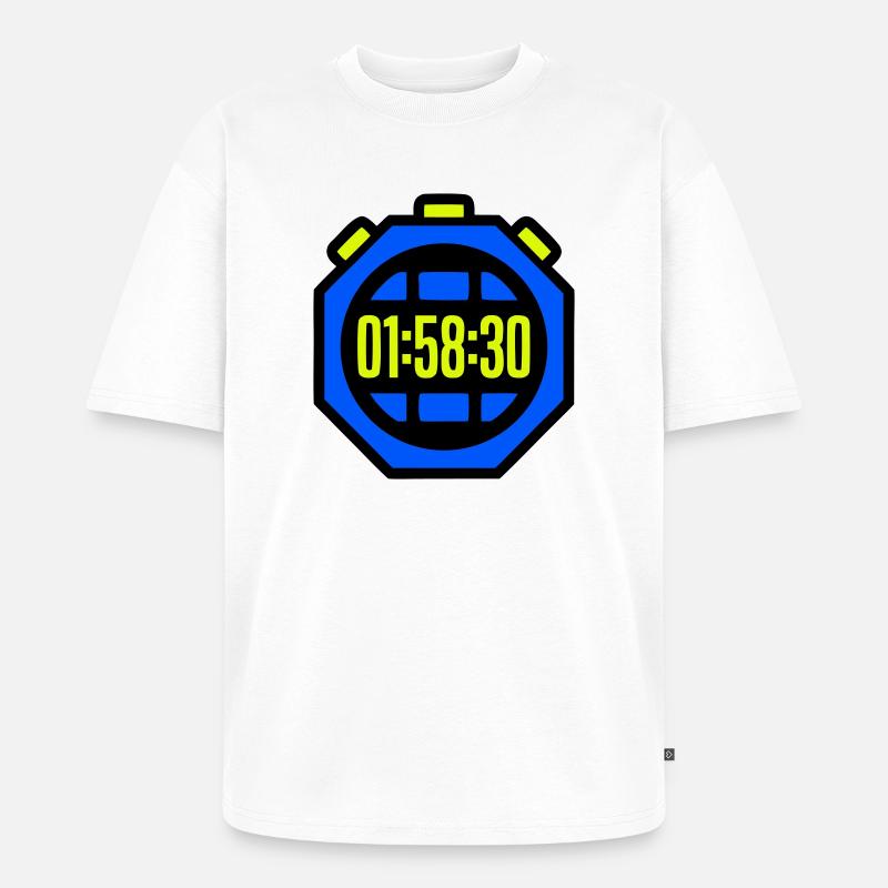 Chronomètre Meilleur Temps Semi-marathon - T-shirt Premium bio oversize Unisexe - blanc