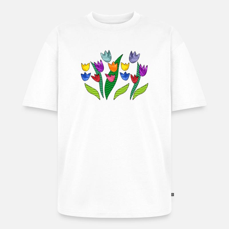 Blumen - Unisex Premium Oversized Bio T-Shirt - Weiß