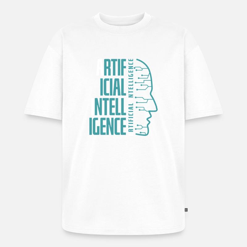 Artificial Intelligence Circuit Face Design - Unisex Premium Oversized Organic T-Shirt - white