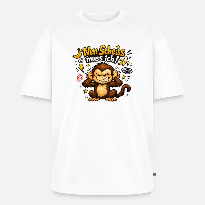 Nen Scheiss Muss Ich Affe - Unisex Premium Oversized Bio T-Shirt - Weiß
