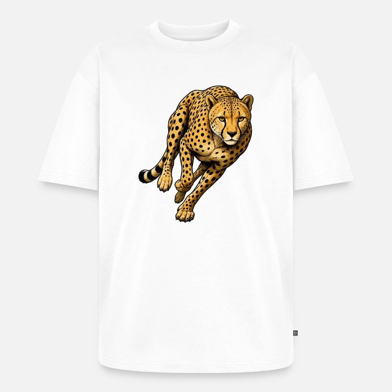 Leopardensprint Wildes Muster - Unisex Premium Oversized Bio T-Shirt - Weiß