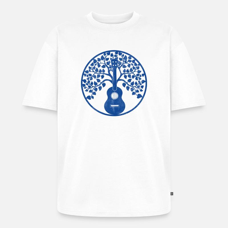 Ukulele tree mandala blue - Unisex Premium Oversized Bio T-Shirt - Weiß