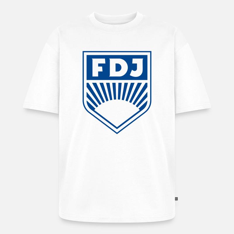 FDJ - Freie Deutsche Jugend Abzeichen (einfarbig) - Unisex Premium Oversized Bio T-Shirt - Weiß