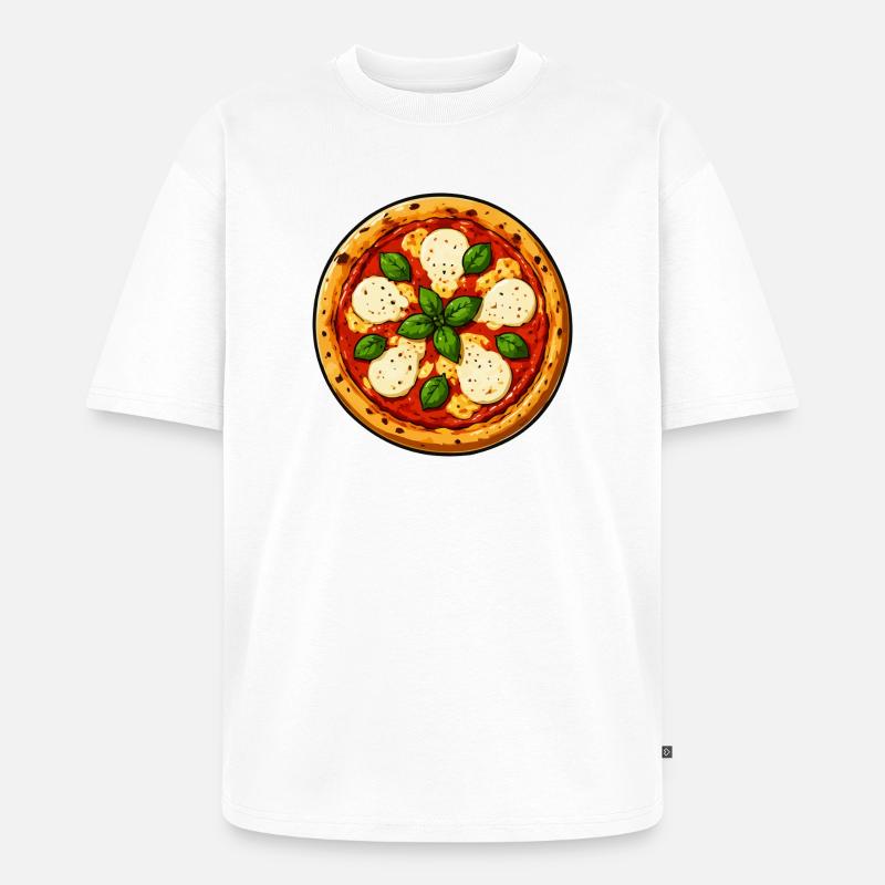 Basil Pizza Comic - Unisex Premium Oversized Organic T-Shirt - white