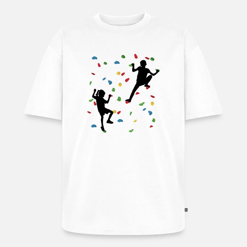 Climbing Wall Kids – Junge Kletterer - Unisex Premium Oversized Bio T-Shirt - Weiß