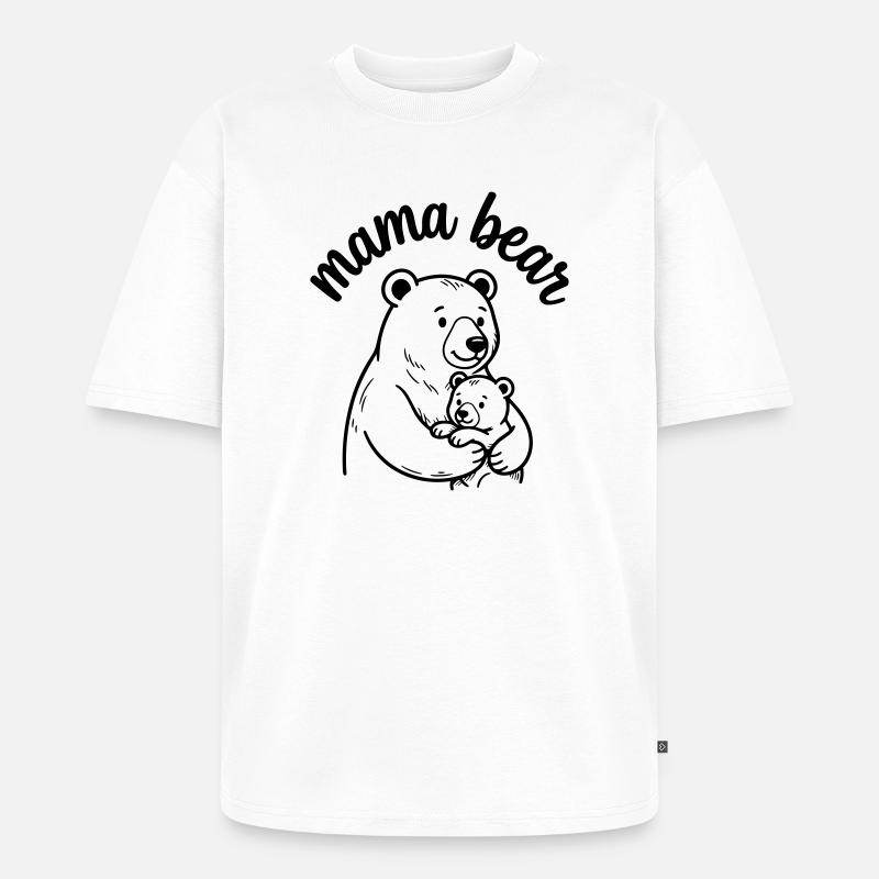 Bärenmama - Unisex Premium Oversized Bio T-Shirt - Weiß
