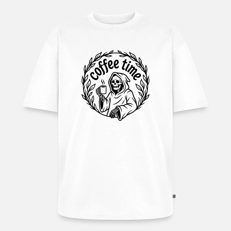 Kaffeezeit - Unisex Premium Oversized Bio T-Shirt - Weiß