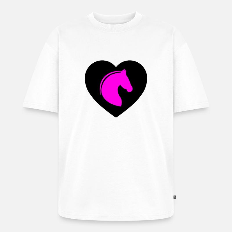 Chevaux - T-shirt Premium bio oversize Unisexe - blanc