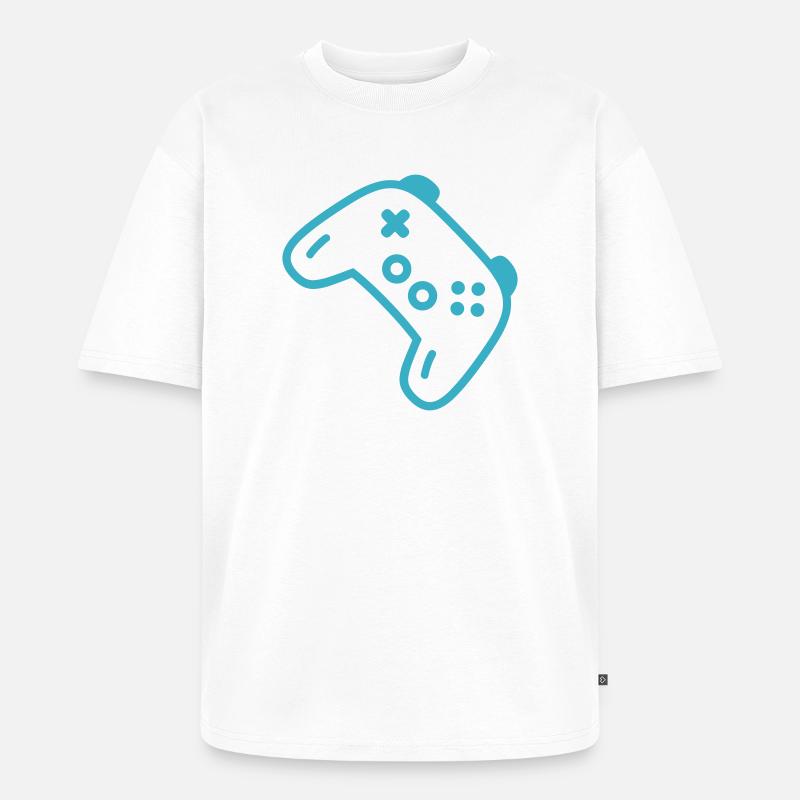 Turquoise controller silhouette - Unisex Premium Oversized Organic T-Shirt - white
