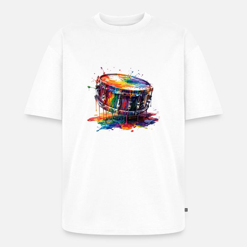 Snaredrum mit tropfender Farbe - Unisex Premium Oversized Bio T-Shirt - Weiß
