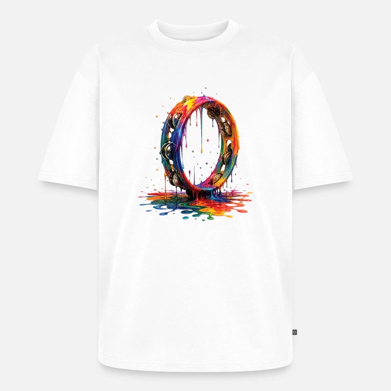 Tamburin mit tropfender Farbe - Unisex Premium Oversized Bio T-Shirt - Weiß