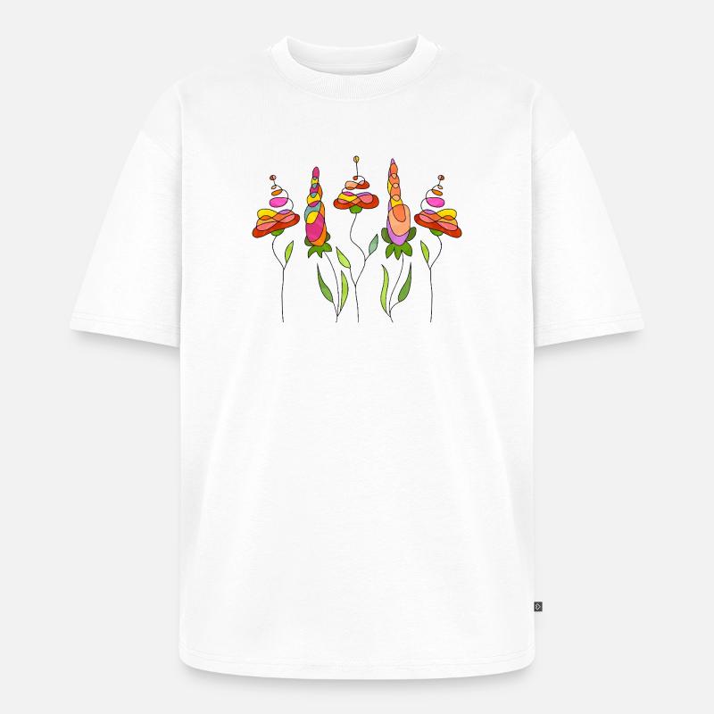 Fleur - T-shirt Premium bio oversize Unisexe - blanc