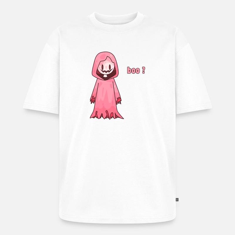 Süßer pinker Halloween-Geist sagt Buh? - Unisex Premium Oversized Bio T-Shirt - Weiß