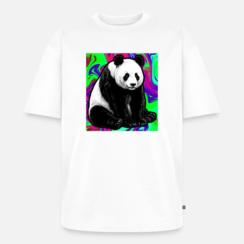 Panda - Unisex Premium Oversized Bio T-Shirt - Weiß