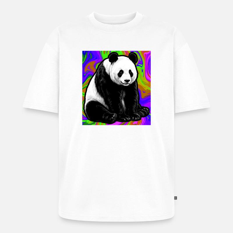 Panda - Unisex Premium Oversized Bio T-Shirt - Weiß
